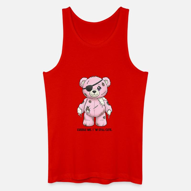 Patchwork Pinker Teddybär mit Augenklappe - Männer Bio Tank Top - Rot