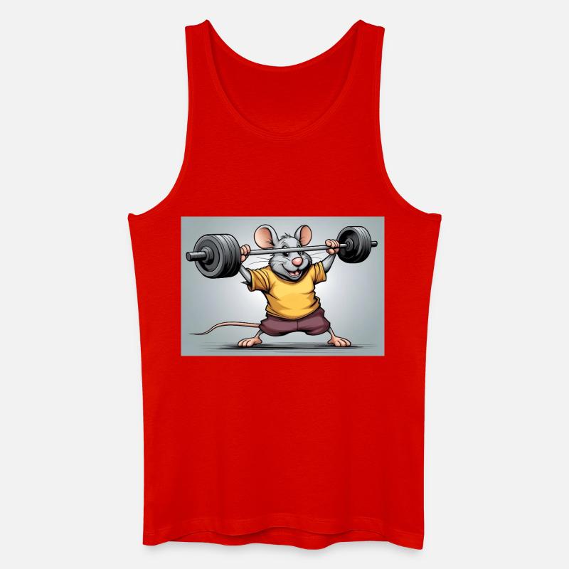 Kraftmaus beim Krafttraining - Männer Bio Tank Top - Rot