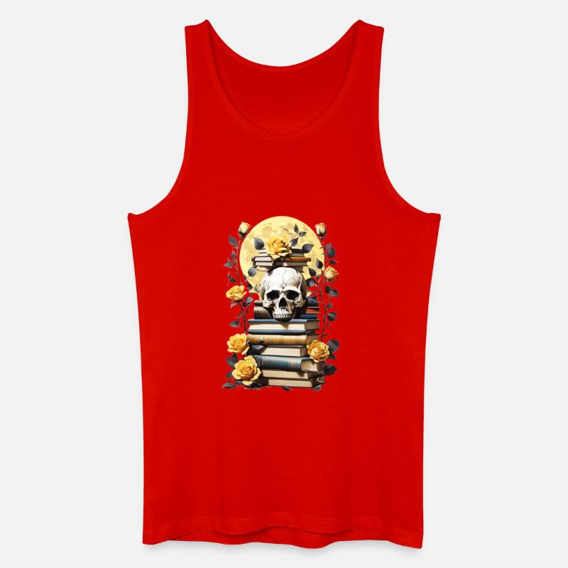 Bücherstapel mit Schädel - Männer Bio Tank Top - Rot