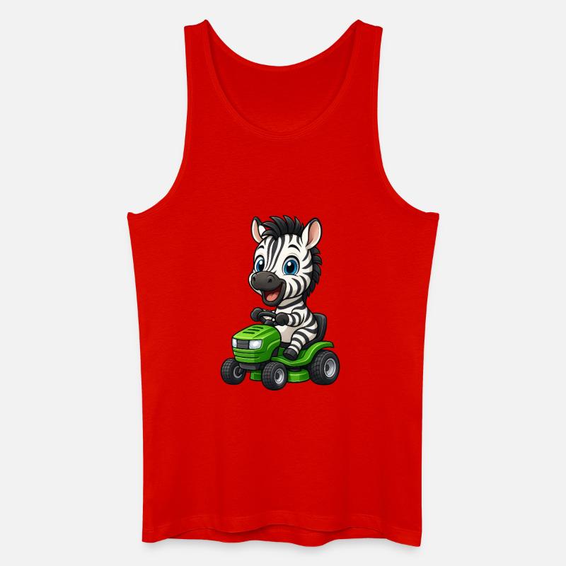 Süßes Zebra Rasenmäher Gartenbau - Männer Bio Tank Top - Rot