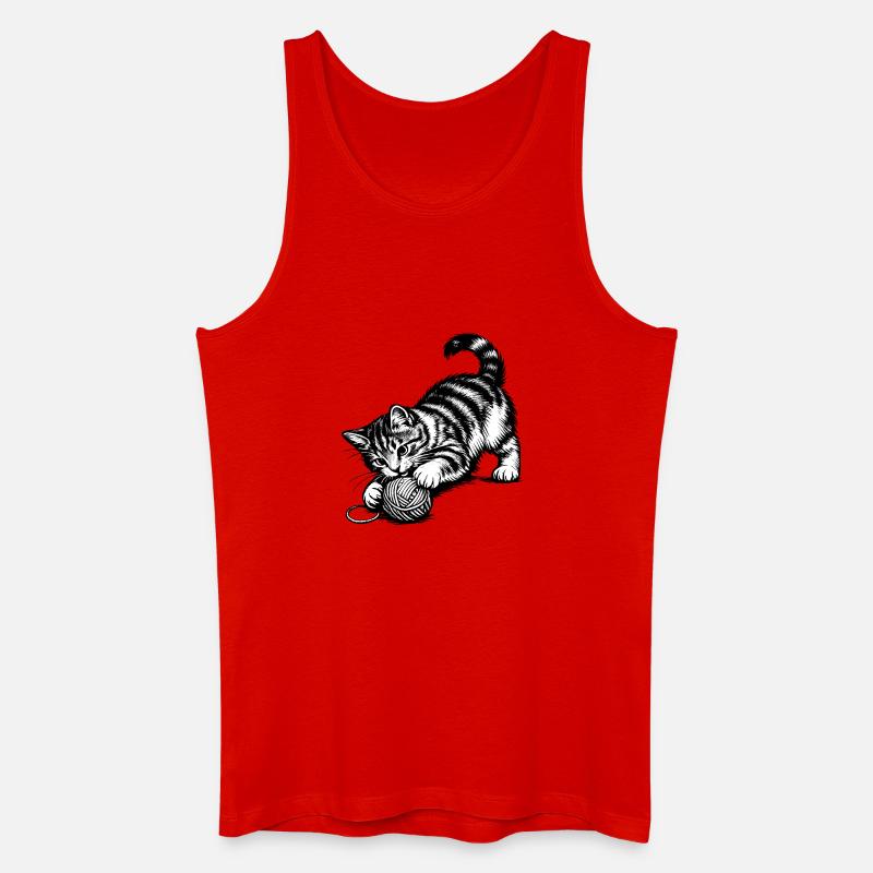 Verspieltes Kätzchen und Garn - Männer Bio Tank Top - Rot