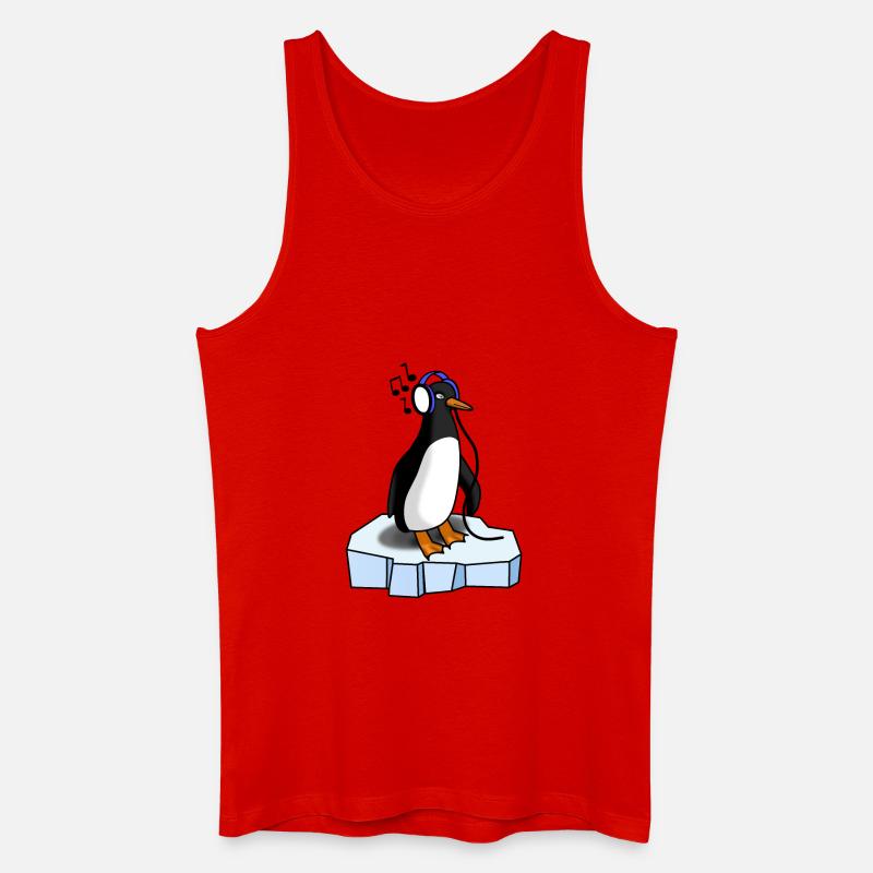 Süsser Pinguin hört Musik - Männer Bio Tank Top - Rot