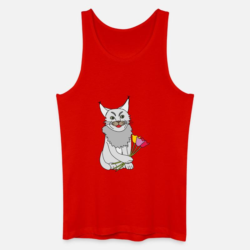 Katze mit Blumenstrauß - Männer Bio Tank Top - Rot
