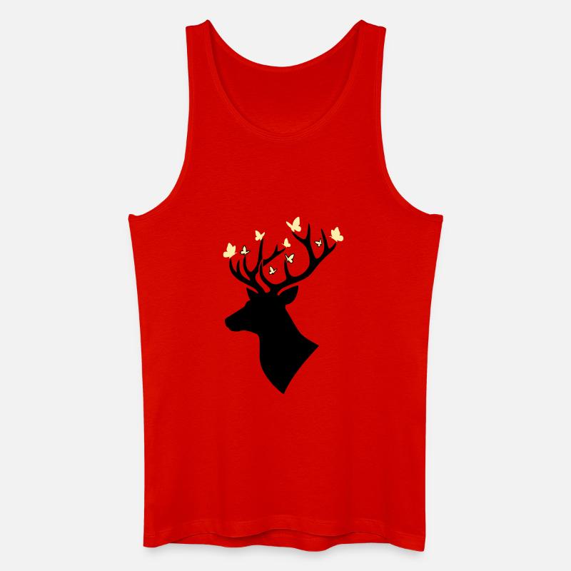 Hirschkopf Schmetterling Gelb - Männer Bio Tank Top - Rot