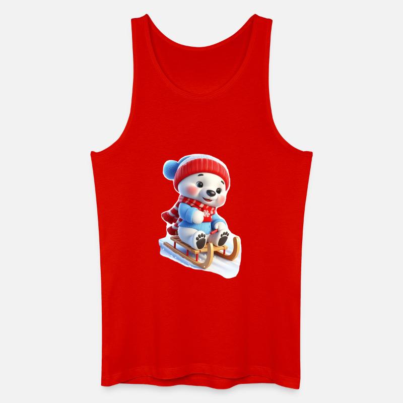 Winterbär auf Schlitten - Männer Bio Tank Top - Rot