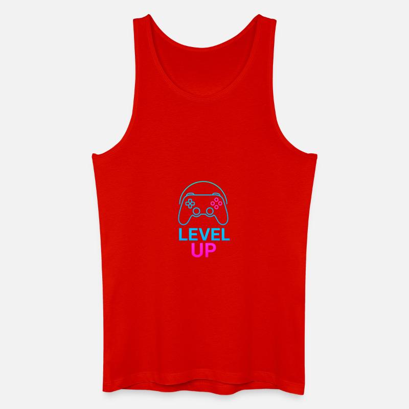 Level Up Neon Controller Grafik - Männer Bio Tank Top - Rot