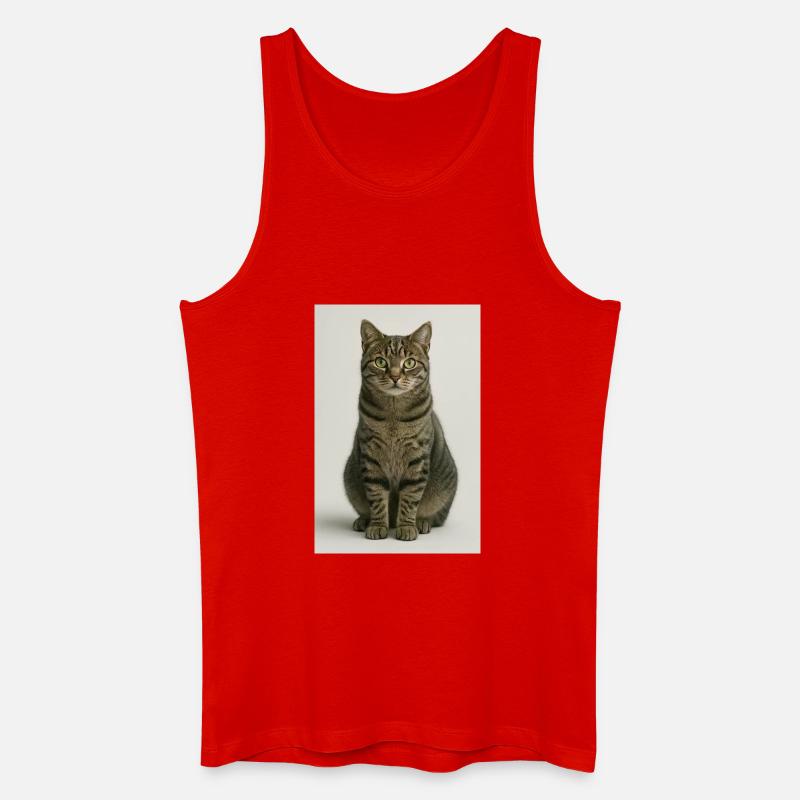 Sitzende getigerte Katzenporträt - Männer Bio Tank Top - Rot