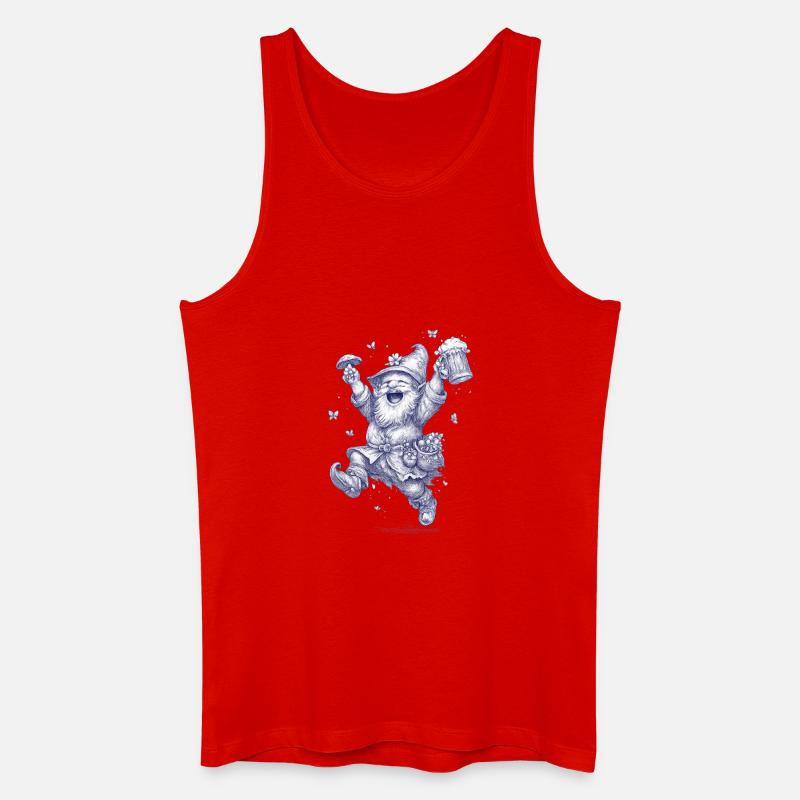 Gnom mit Pilz und Bierglas - Männer Bio Tank Top - Rot