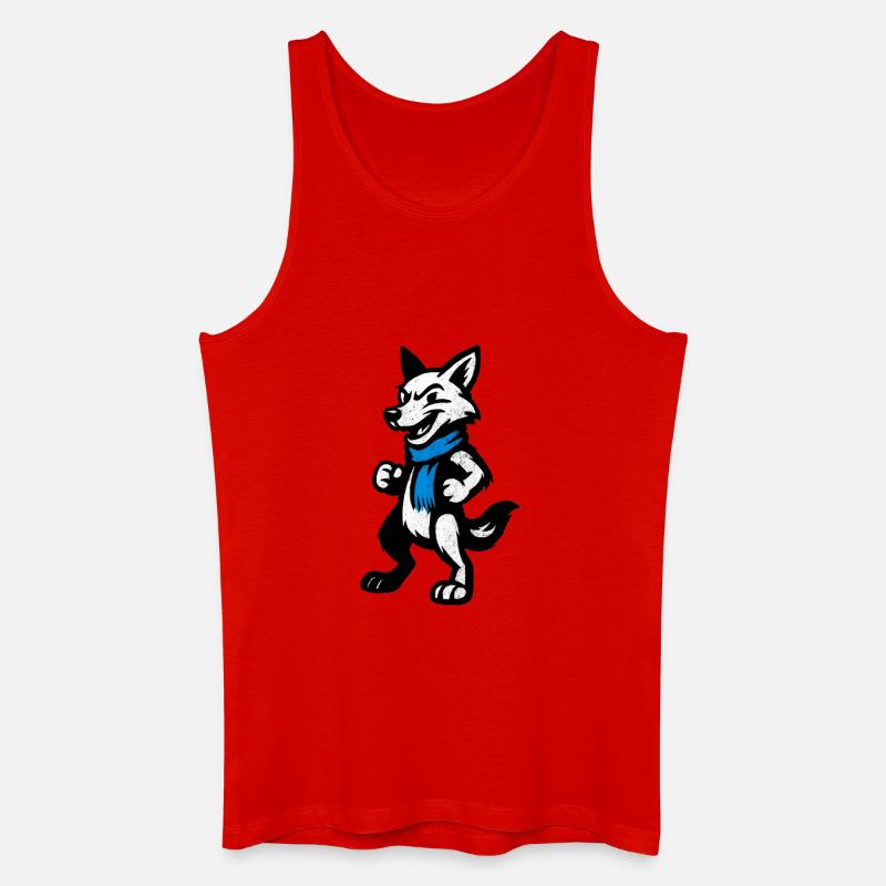 Wolfsheld mit blauem Schal - Männer Bio Tank Top - Rot