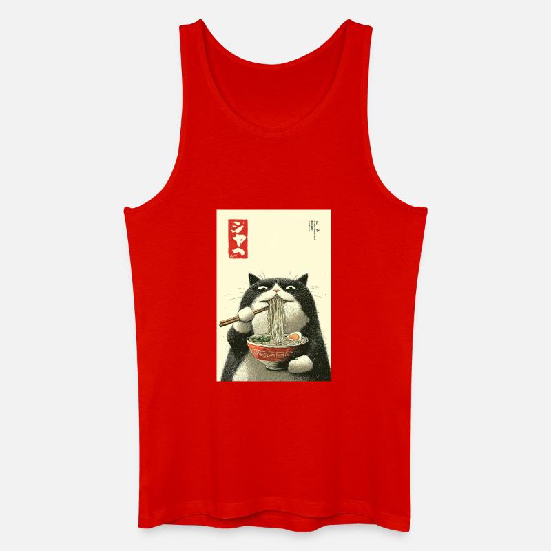 Ramen-Katze im Ukiyo-e-Stil - Männer Bio Tank Top - Rot