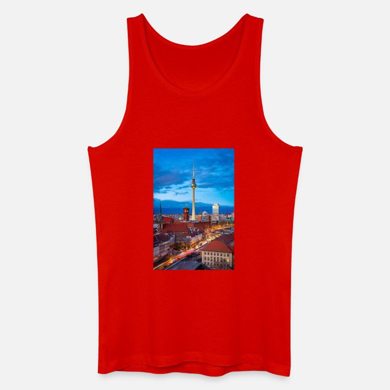 Berlin Skyline Abendlicht - Männer Bio Tank Top - Rot