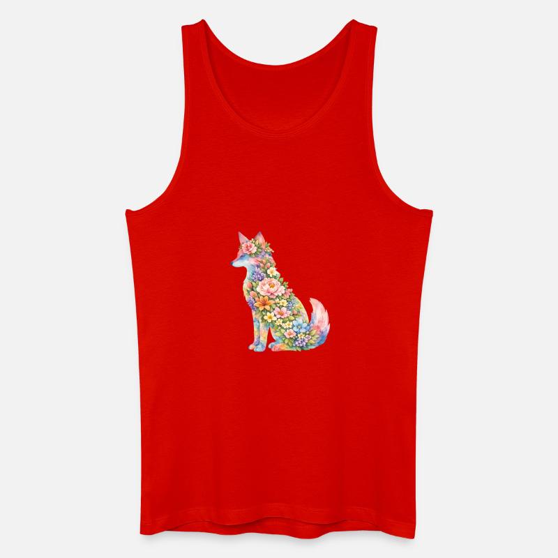 Fuchs Silhouette Blumen - Männer Bio Tank Top - Rot