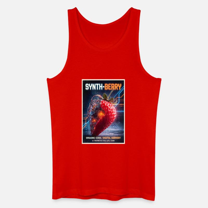 Synth-Beere: Kybernetische Erdbeere - Männer Bio Tank Top - Rot