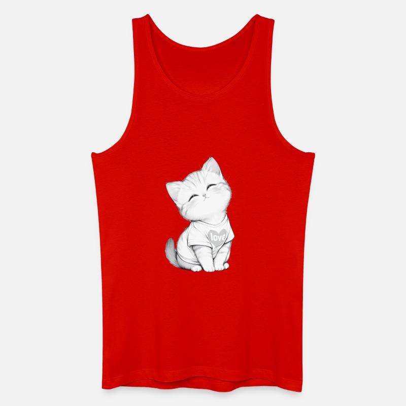 Kuschelige Katze im Herzen Liebe - Männer Bio Tank Top - Rot