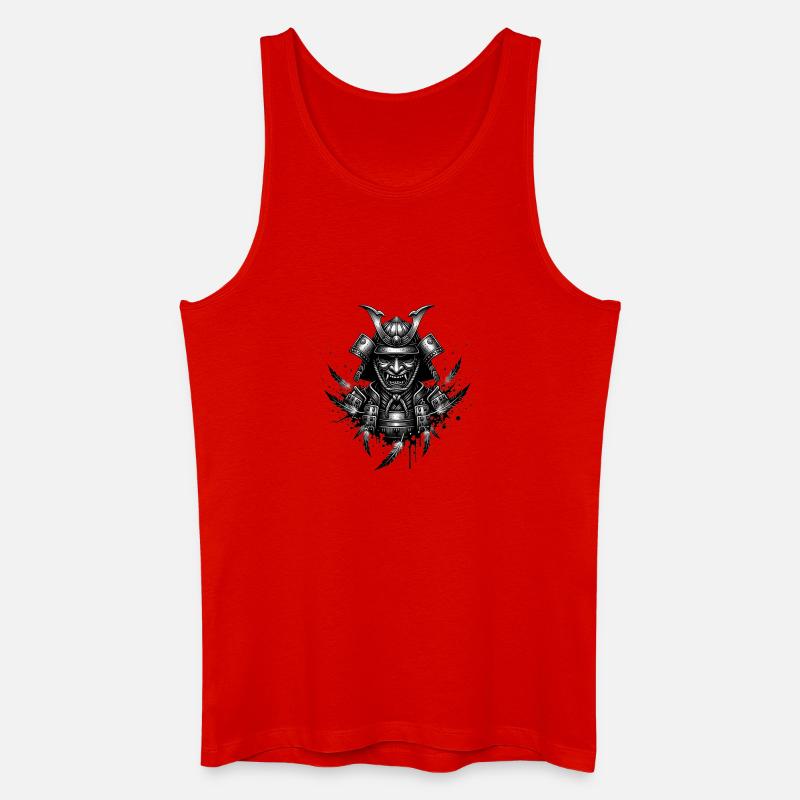 Dämonischer Samurai Helm Print - Männer Bio Tank Top - Rot