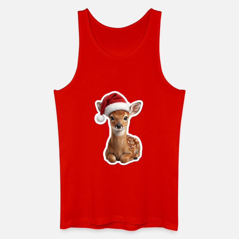 Scheues Rehkitz im Weihnachtswald - Männer Bio Tank Top - Rot