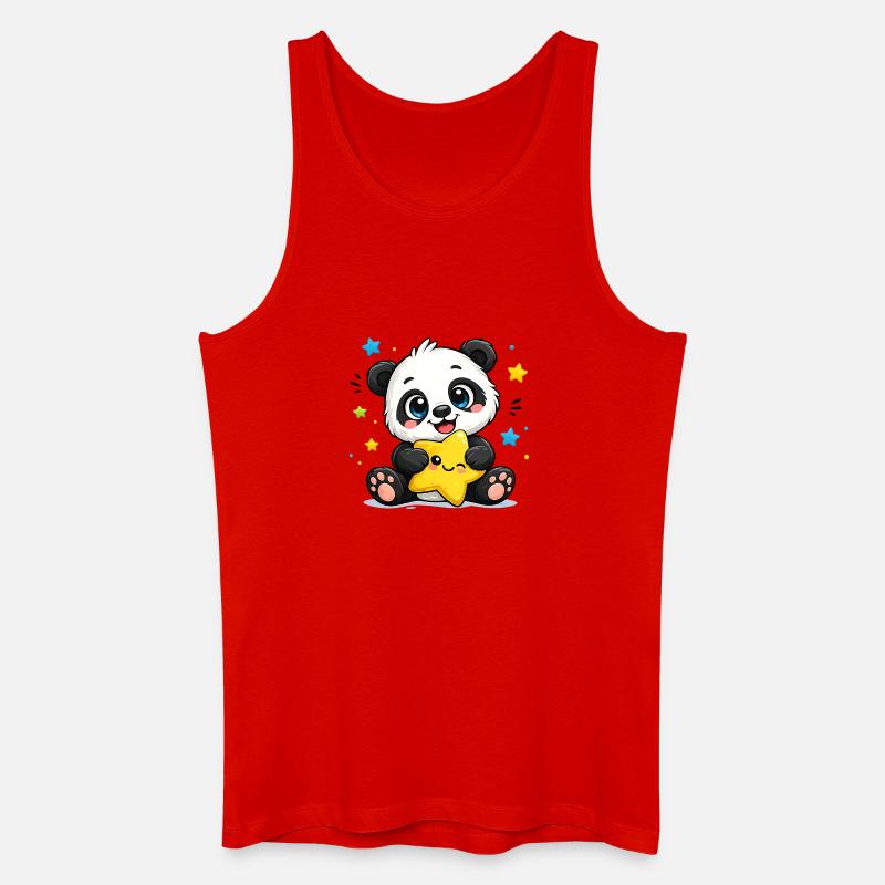 Panda Sternenfreund - Männer Bio Tank Top - Rot