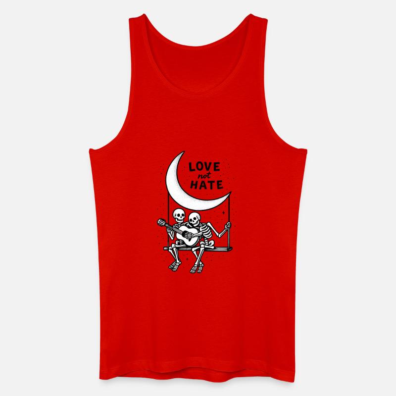 Love Not Hate Skeleton Moon Design - Men’s Organic Tank Top - red