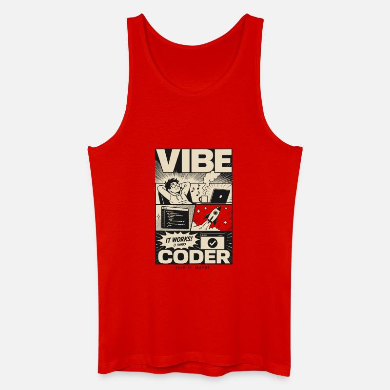 Vibe Coder Programmer Humor - Men’s Organic Tank Top - red