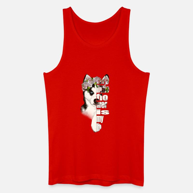 Husky mit Blumenkranz Lebensliebe - Männer Bio Tank Top - Rot