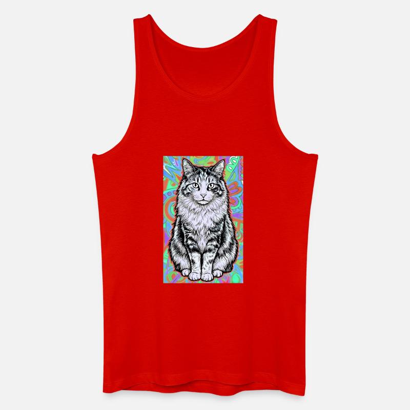 Katze - Männer Bio Tank Top - Rot