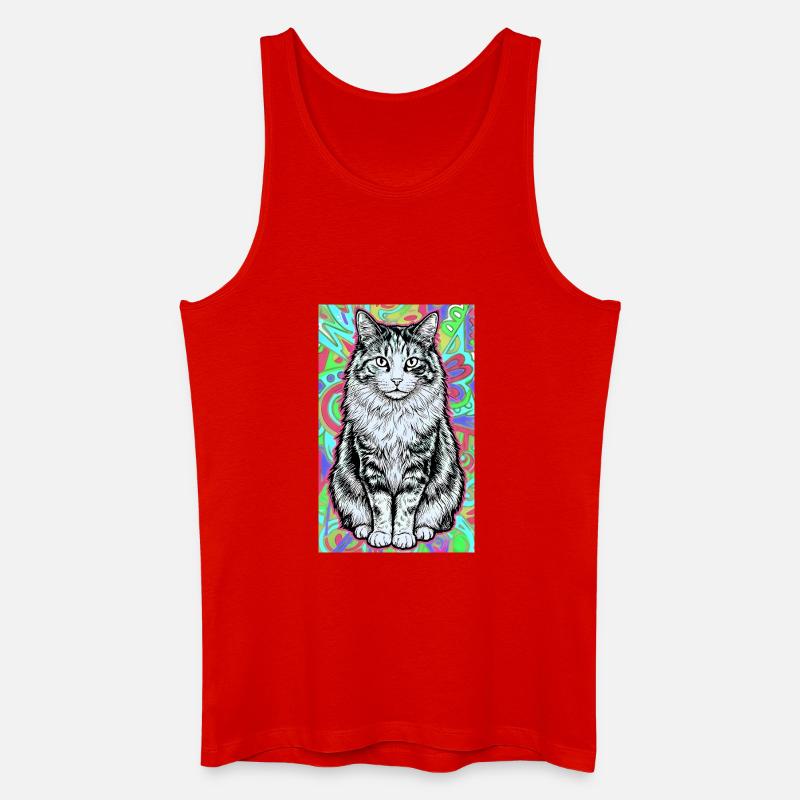 Katze - Männer Bio Tank Top - Rot
