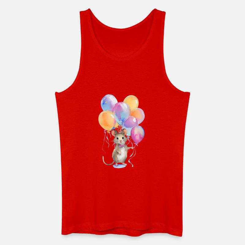 Maus mit Luftballons - Männer Bio Tank Top - Rot