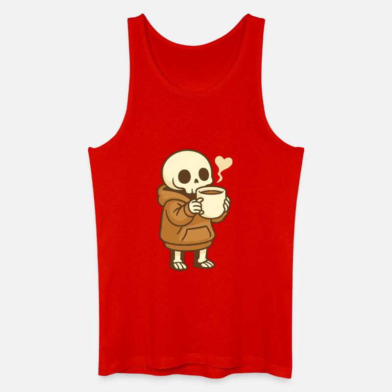Cozy Kaffee Skelett – Kawaii Cute - Männer Bio Tank Top - Rot