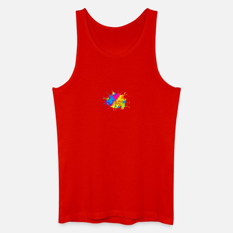 Regenbogenfarbe-Spritzexplosion - Männer Bio Tank Top - Rot