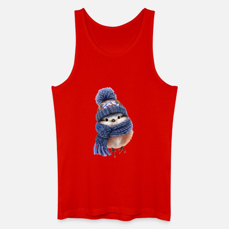 Wintervogel mit Schal - Männer Bio Tank Top - Rot