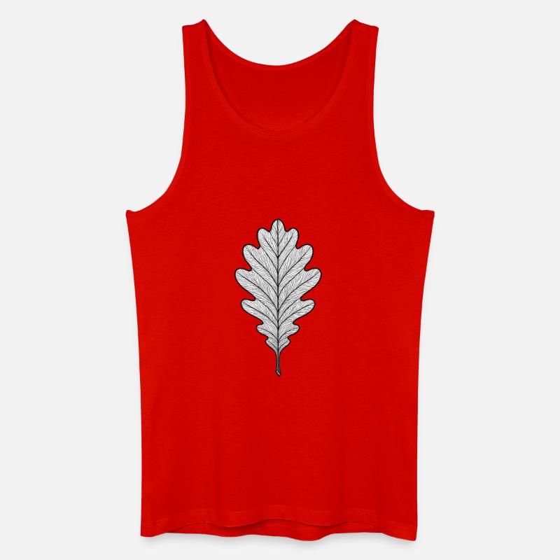 Monochromes Eichenblatt-Design - Männer Bio Tank Top - Rot