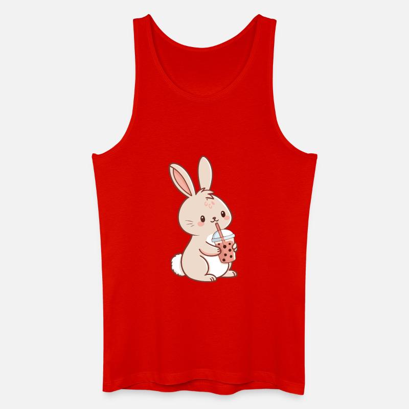 Lapin Kawaii et Bubble Tea - Débardeur bio Homme - rouge