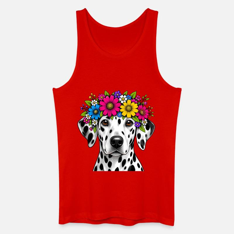 Dalmatiner mit Blumenkranz - Männer Bio Tank Top - Rot