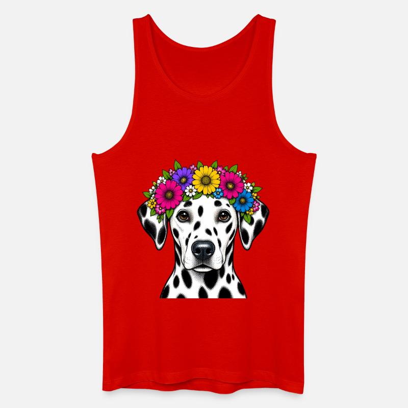 Dalmatiner mit Blumenkrone - Männer Bio Tank Top - Rot