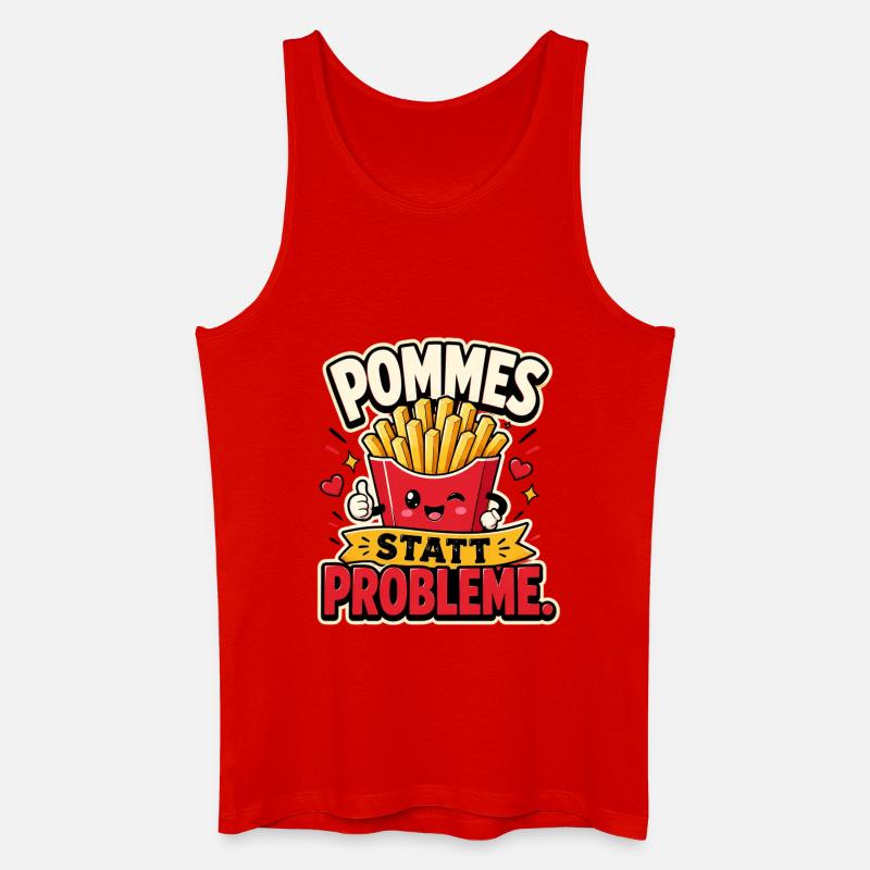 Pommes statt Probleme - Männer Bio Tank Top - Rot