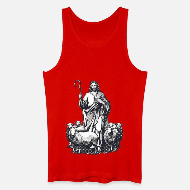 Hirte Jesus mit der Herde - Männer Bio Tank Top - Rot