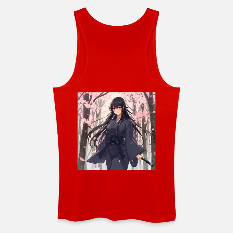 Sakura Samurai im Wald - Männer Bio Tank Top - Rot