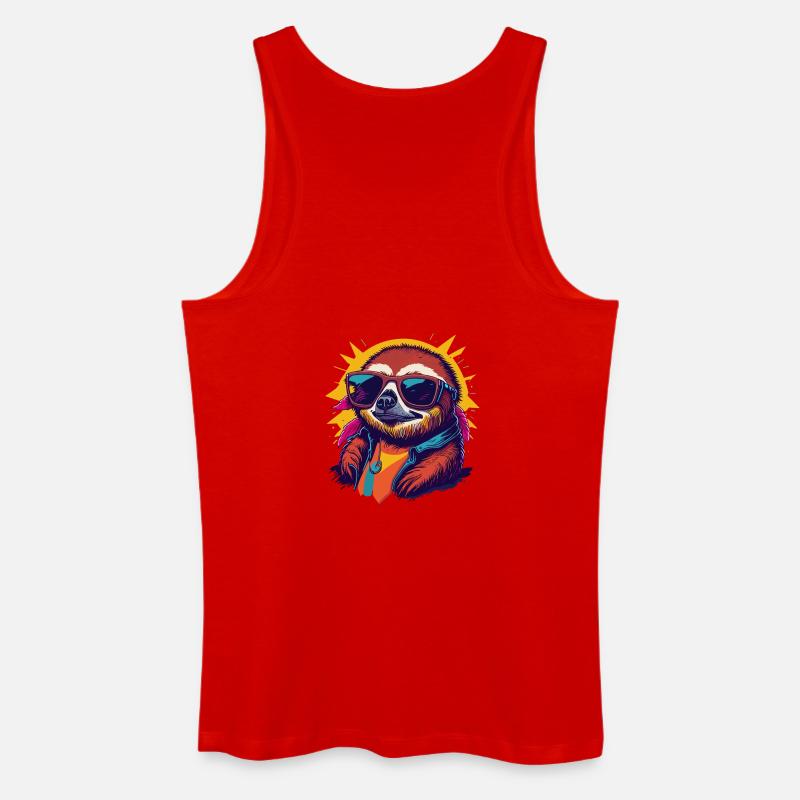 Retro Sloth - Men’s Organic Tank Top - red