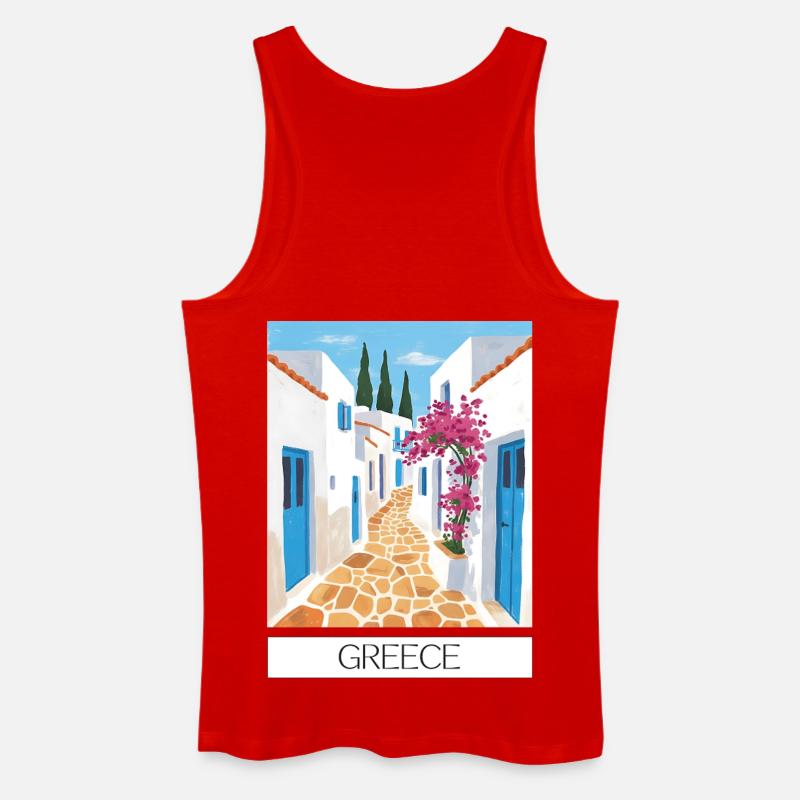 Griechischer Straßenpfad Blauweiß - Männer Bio Tank Top - Rot