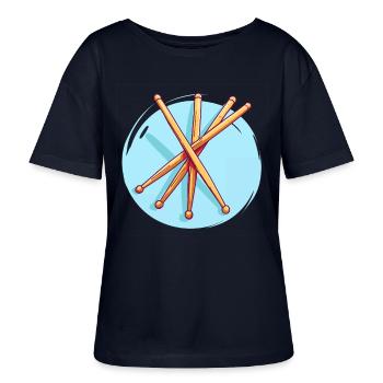 Drumsticks Drawing - Stanley/Stella SERENA Relaxed Women’s Organic Round Neck T-shirt - navy - Front - Anna (173cm)