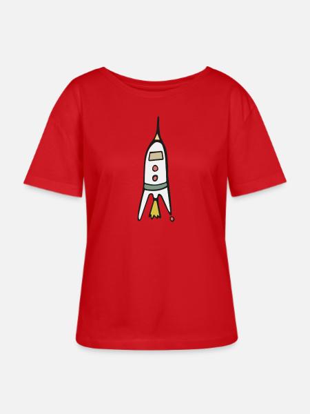 Space Rocket Start - Stanley/Stella Relaxed Rundhals Frauen Bio-T-Shirt SERENA - Rot