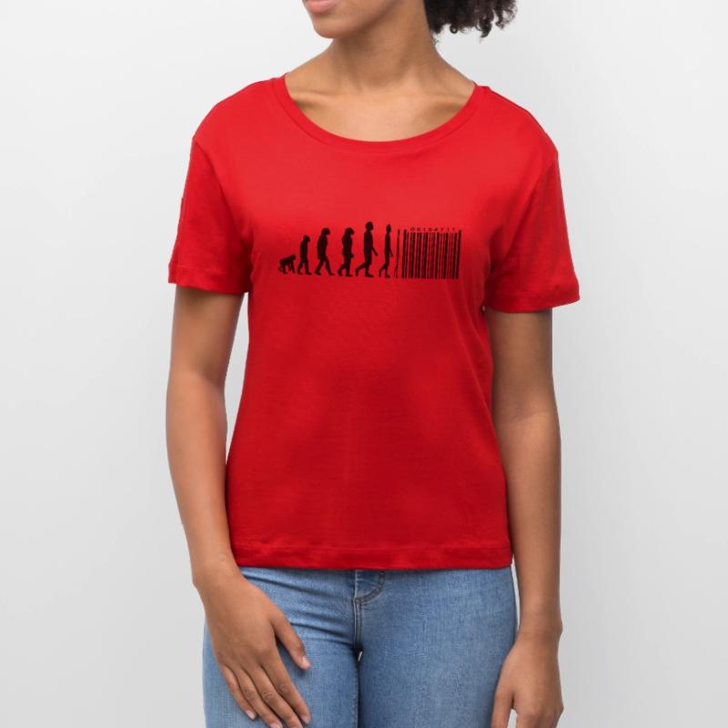 Evolution Strichcode Stanley/Stella Relaxed Rundhals Frauen Bio-T-Shirt SERENA