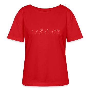 flower meadow white - Stanley/Stella SERENA Relaxed Women’s Organic Round Neck T-shirt - red - Front - Luana (180cm)