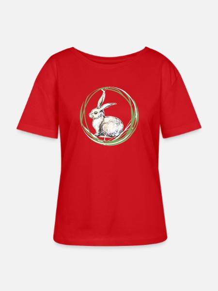 Hasenmotiv - Stanley/Stella Relaxed Rundhals Frauen Bio-T-Shirt SERENA - Rot