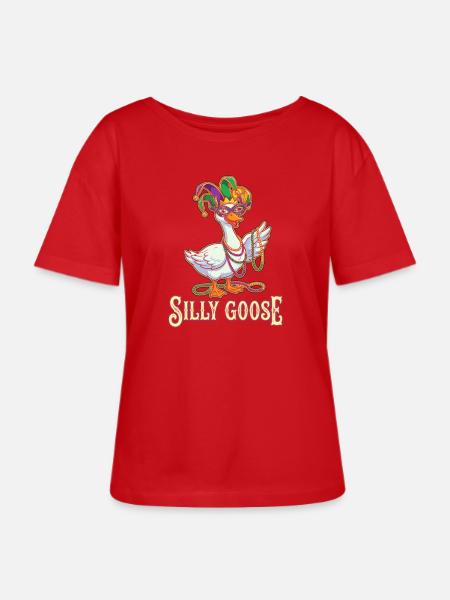Silly Goose Karnevalmaske - Stanley/Stella Relaxed Rundhals Frauen Bio-T-Shirt SERENA - Rot