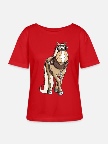 Gigantischer Kaltblüter - Kaltblut - Stanley/Stella Relaxed Rundhals Frauen Bio-T-Shirt SERENA - Rot
