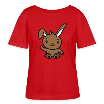 Lapin saluant amicalement la main agitant bonjour - T-shirt bio à col rond SERENA Stanley/Stella Femme - rouge - Devant - Luana (180cm)