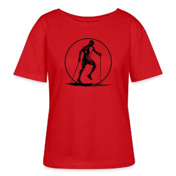 Nordic Walking Silhouette - Stanley/Stella SERENA Relaxed Women’s Organic Round Neck T-shirt - red - Front - Luana (180cm)