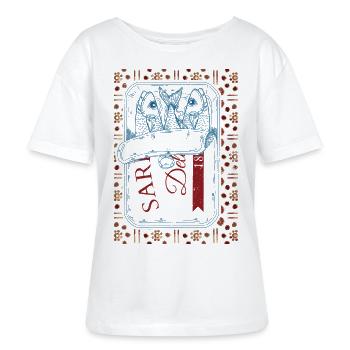 Vintage Trendige Sardinen Visual - Stanley/Stella Relaxed Rundhals Frauen Bio-T-Shirt SERENA - Weiß - Vorne - Anna (173cm)