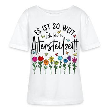 Altersteilzeit Garten bunte Blumen Ruhestand Rente - Stanley/Stella Relaxed Rundhals Frauen Bio-T-Shirt SERENA - Weiß - Vorne - Anna (173cm)